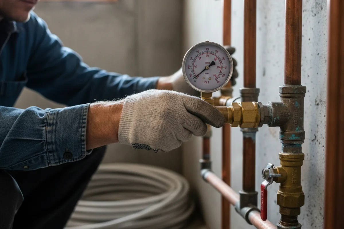 Pressure testing a repaired line during Water Line Repair in Altamahaw